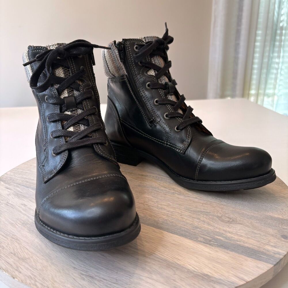 Taos Women's Black Leather Lace Up Captain Boots Booties EU 41 US Size 10.5